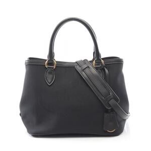 Prada LOGO JACQUARD handbag canvas leather black